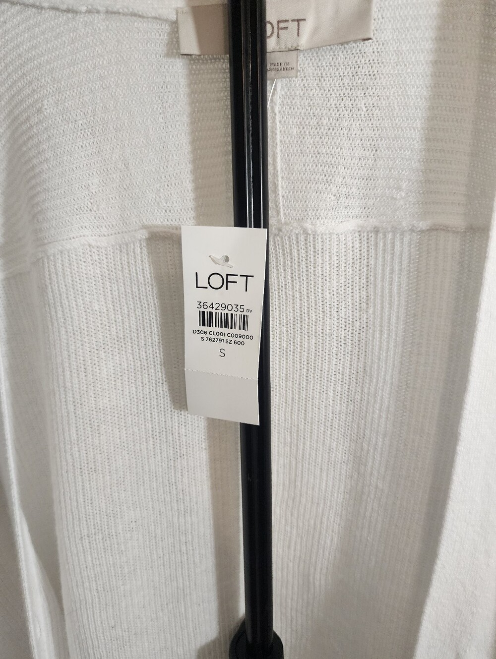 NWT LOFT Linen Blend Longline Cardigan White Ivory Button Front- Size Small - Picture 2 of 5
